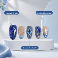 Y14 Kaixin – Fournitures en gros de faux ongles à presser en acrylique, ultra-brillants, légers, réutilisables, bleus, en forme d'amande, pour fêtes, 10 pièces, courts