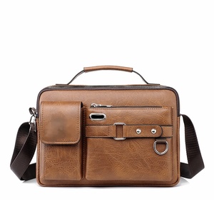 Sac à main pour homme MELI de style rétro en cuir PU imperméable, sac messager, sac de voyage d'affaires tendance, fermeture éclair, doublure en polyester - Product Image 2
