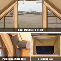 Tente de camping gonflable en coton imperméable à grande capacité, portable et très vendue, avec poteaux pneumatiques et toile murale extérieure pour une installation facile