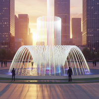 Fuente Musical para Piscina de Acero Inoxidable, Diseño de Paisaje para Exteriores, Decoración Acuática
