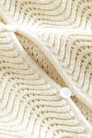 Kemeja Rajut Pria Katun Custom dengan Jahitan Gelombang Terbuka dan Kancing, Warna Ivory, OEM ODM Knitwear