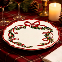 Assiettes de présentation de luxe personnalisables en plastique PP pour steak, 13 pouces, durables et réutilisables, ensemble de 50 pièces pour mariage, motif personnalisé