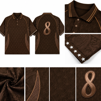 Camiseta de Fútbol Unisex Marrón con Estampado Sublimado, Manga Corta, Transpirable, Poliéster, Corte Regular, Cuello Camisero, Verano, Personalizable