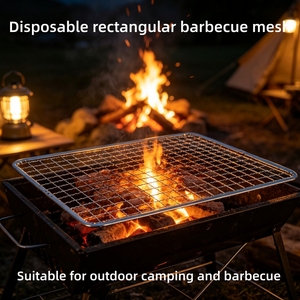 Opvouwbare roestvrijstalen BBQ-grillrooster van draadgaas, rond rechthoekig <span class=keywords><strong>set</strong></span> voor kamperen, houtskoolroker, gas, draagbaar rek - Product Image 4