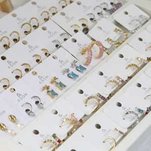 Waterproof 18k Gold Plated <b>Teardrop</b> Heart <b>Stud</b> <b>Earrings</b> Stainless Steel Jewelry Colourful Diamond Designer <b>Earrings</b> for Women - Product Image 2