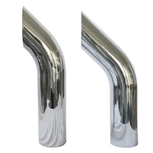 Chrome Exhaust Stack Curved Extension pipe 5" OD Plain Bottom