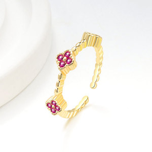 Anelli di Lusso alla Moda con Zirconi Cubici Multicolore, Anello Regolabile Placcato Oro con Quadrifoglio in CZ per Donne e Ragazze - Product Image 4