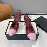 Sandales à talons carrés en cuir véritable bicolore pour femmes, à bout carré et à talon bloc, pour le bureau
