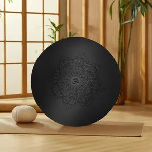 SHENGDE Eco-Friendly Custom Logo Natural PU Material For Durability Rubber Round Yoga Mat
