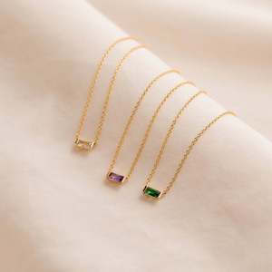 Nouveaux bijoux <span class=keywords><strong>de</strong></span> pierre <span class=keywords><strong>de</strong></span> <span class=keywords><strong>naissance</strong></span> à la mode plaqué or collier <span class=keywords><strong>de</strong></span> pierre <span class=keywords><strong>de</strong></span> <span class=keywords><strong>naissance</strong></span> sans ternissement en acier inoxydable Zircon carré collier ras du cou - Product Image 1