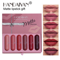 Ensemble de rouges à lèvres mats Handaiyan 6 couleurs Nude Hydratant Lisse Labiales Al Mayor Cosmetics Ensemble de gloss à lèvres Boîtes cadeaux en papier rose