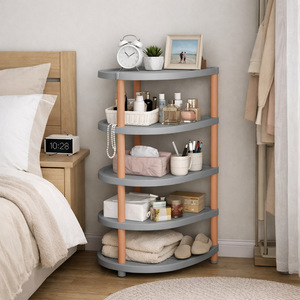 Multifunctional Round <b>Corner</b> <b>Shelf</b> With <b>Shelves</b> For Bedroom Storage Organization Standing Type W432 - Product Image 1