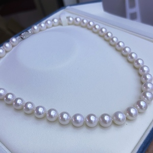 Collana di <span class=keywords><strong>Perle</strong></span> Coltivate Bianche di Qualità 5A 8mm Gioielli di Moda in <span class=keywords><strong>Argento</strong></span> 925 per Donna per Uso Quotidiano di Lusso - Product Image 1