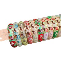 Gelang Bangle Terbuka Desain Bunga Berlapis Emas Paduan Logam Lebar 1.4 cm untuk Wanita, Gaya Istana, Terinspirasi Jingtailan Cina, Fashionable