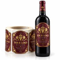 Étiquettes de vin personnalisées de luxe avec estampage doré, étiquettes d'emballage, autocollants imperméables pour bouteilles de vin, impression d'étiquettes de vin 3D