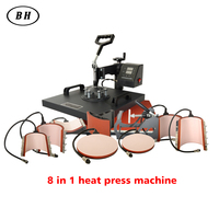 Imprimante presse à chaud automatique 8 en 1 petite taille impression par transfert de chaleur pour chapeau t-shirt plaque tasse transfert HTV