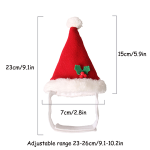 Chapeau de Noël doux et écologique pour animaux de compagnie, motif Père Noël rouge uni, pour chats et chiens, chaud, vente <span class=keywords><strong>en</strong></span> gros du fabricant - Product Image 2