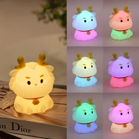 Veilleuse d'Ambiance RVB Colorée en Silicone Souple pour Enfants, Jouet Animal Mignon à Commande Vocale, Décoration de Salon, Chambre et Crèche