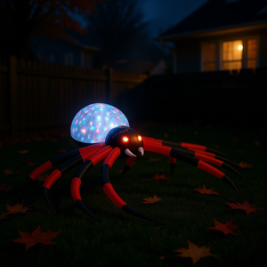 Giant Inflatable <b>Spider</b> With Rotating Led Lights Outdoor Halloween Yard Decoration For Front Lawn Garden Holiday Display - Product Image 2