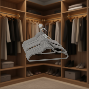 Ensemble de 50 cintres en velours gris antidérapants de qualité supérieure pour armoire, type crochet, forme rectangulaire - Product Image 2