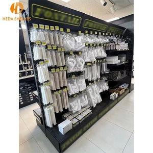 Rak Display Pegboard logam lipat portabel rak penyimpanan kayu terorganisir rak tampilan alat perangkat keras promosi Polandia - Product Image 6