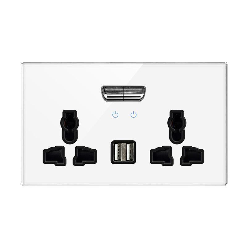 Prise universelle 2 modules 6 broches avec 2 ports USB
