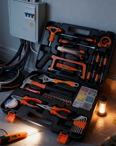 Kit de herramientas manuales multiusos de <span class=keywords><strong>carpintero</strong></span> con alicates Juego de destornilladores de precisión Hoz Acero al cromo vanadio para reparación del hogar - Product Image 4