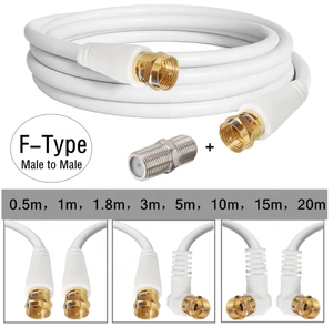 <span class=keywords><strong>Câble</strong></span> coaxial pour <span class=keywords><strong>antenne</strong></span> <span class=keywords><strong>TV</strong></span> avec connecteur F-mâle pour modem satellite, décodeur, plaqué or, 0,5 m/1,8 m/3 m/5 m/10 m/15 m/20 m - Product Image 1