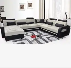 डिजाइन क्लासिक प्रीमियम चमड़े सुरुचिपूर्ण कमरे में रहने वाले इनडोर फर्नीचर सेट डिजाइन चमड़े के सोफे सेट
