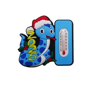 Creative Soft Pvc Snake Shape Fridge Magnet Cartoon Magnetic Thermometer Magnet custom