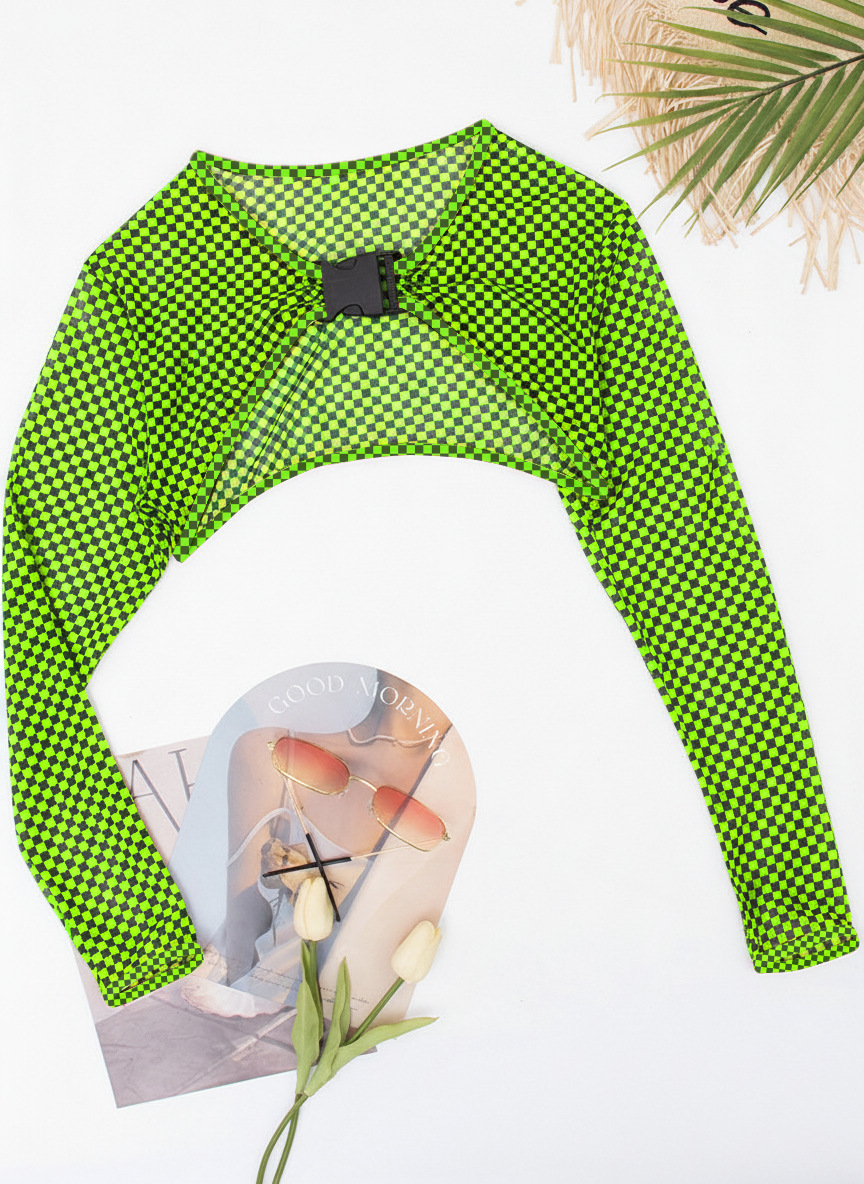 Blusa singola a quadri bianchi e neri