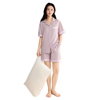 Ensemble de pyjama simple et décontracté pour couple, en coton modal Lenzing, à manches courtes et col à revers, pour homme et femme, idéal pour l'intérieur en été
