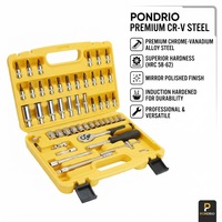Jeu de clés à douilles en acier CR-V de qualité supérieure, 53 pièces, jeu de douilles 3/4, kit d'outils à main professionnel avec étui pour garage et réparation automobile