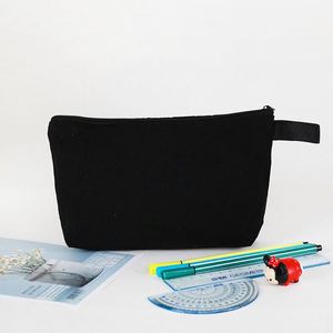 Pochette à fermeture éclair en toile de coton personnalisée en gros, impression de logo, étui à crayons / sac à stylos - Product Image 2