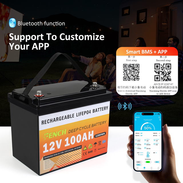 Poland Stock 12V 100AH 280AH 300AH Rechargeable LiFePO4 Battery Built-in BMS with Bluetooth Mobile Phone Monitoring DDP Service