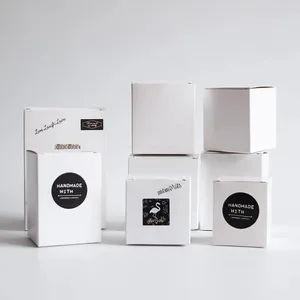 사용자 정의 사각형 크래프트 종이 블랙 화이트 카드 상자 화장품 비누에 대 한 촛불 상자