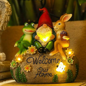 BSCI Factory Solar Garden Estatuas al aire libre Gato con linterna Regalos de jardinería - Product Image 5