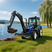 Mini-tracteur agricole EPA 50HP 4x4 à transmission par engrenages avec chargeurs avant et arrière, pompe et boîte de vitesses