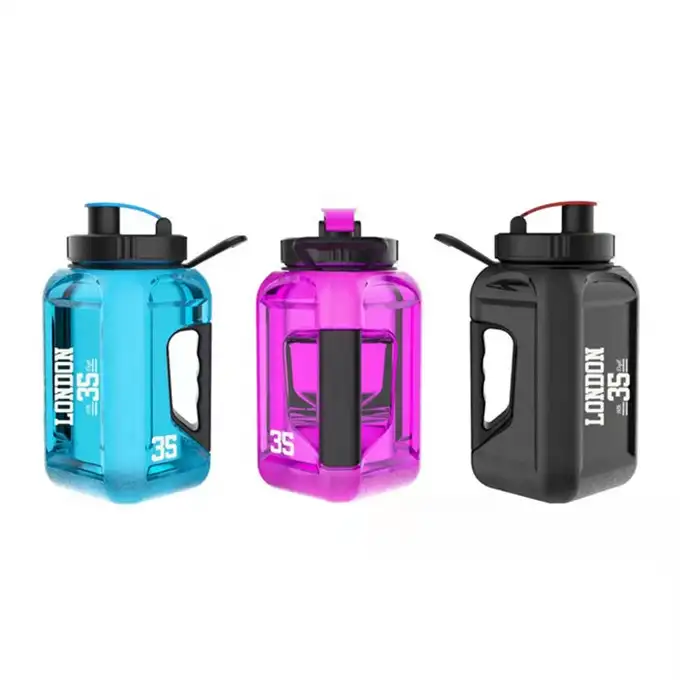 Botella de agua deportiva de plástico para deportes al aire libre, alta calidad, 2,4 L, gran capacidad, logotipo personalizado