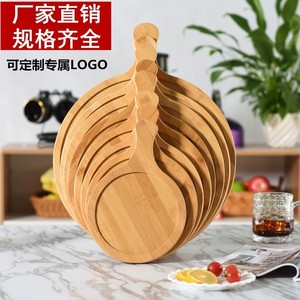 Ensemble de plateaux de service en bambou Warm Pavilion, ronds avec poignée, pour sushis, pain, gâteaux, fromages, desserts, couleur bois naturel, tailles personnalisées - Product Image 5