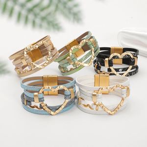 Skull <b>Leather</b> <b>Bracelet</b> Wholesale Bulk Discount Machined Steel Holiday Gift for Women Certified High Precision Polishing - Product Image 2