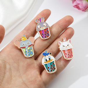 Ute-insignia de bebida de dibujos animados, broche de boba, alfileres de té con burbujas de animales - Product Image 1