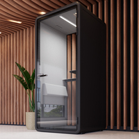 Cabines de bureau insonorisées fabriquées par panneaux acoustiques en bois cloisons de bureau maison préfabriquée de luxe avec chaise ordinateurs