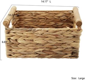 Eco-Friendly Rectangle Seagrass Plant Fiber Woven Flexible Storage Basket <b>Desktop</b> Organizer Box Toys Daily - Product Image 5