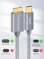Kabel Data CableCreation USB-C ke Micro B 10Gbps USB 3.1 dengan Pelindung Kepang dan Bahan Nilon untuk Ponsel Tersedia