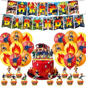 Artículos para Fiesta de Cumpleaños con Temática de Camión de Bomberos, Pancarta de Feliz Cumpleaños de Bombero, Adorno para Pastel de Bombero Sam, Decoración para Fiesta de Cumpleaños de Niño - Product Image 1