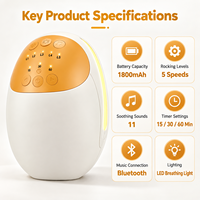 Poussette portable pour bébé avec fonction berceuse rechargeable, 11 sons apaisants, vibrations, minuterie, 1800 mAh, mains libres, aide au sommeil pour poussette et landau