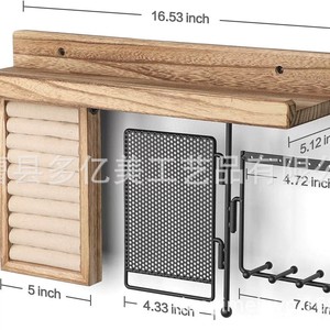 Organisateur de bijoux suspendu en bois créatif support mural avec présentoir de collier rotatif pour boucles d'oreilles et bagues - Product Image 1