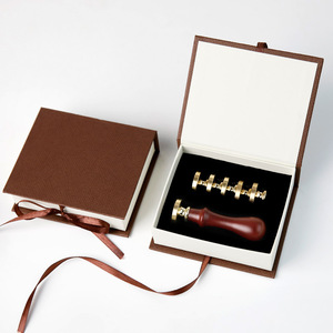 Juego de sellos de cera con 5 cabezales de cobre, diseño redondo para decoración y sellado de cajas de regalo - Product Image 3