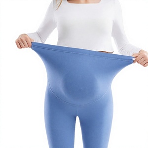 Individuelles Logo Hochgeschnittene Umstands-Yoga-Leggings Dehnbare Trainingshose für Schwangere Einfarbig - Product Image 3